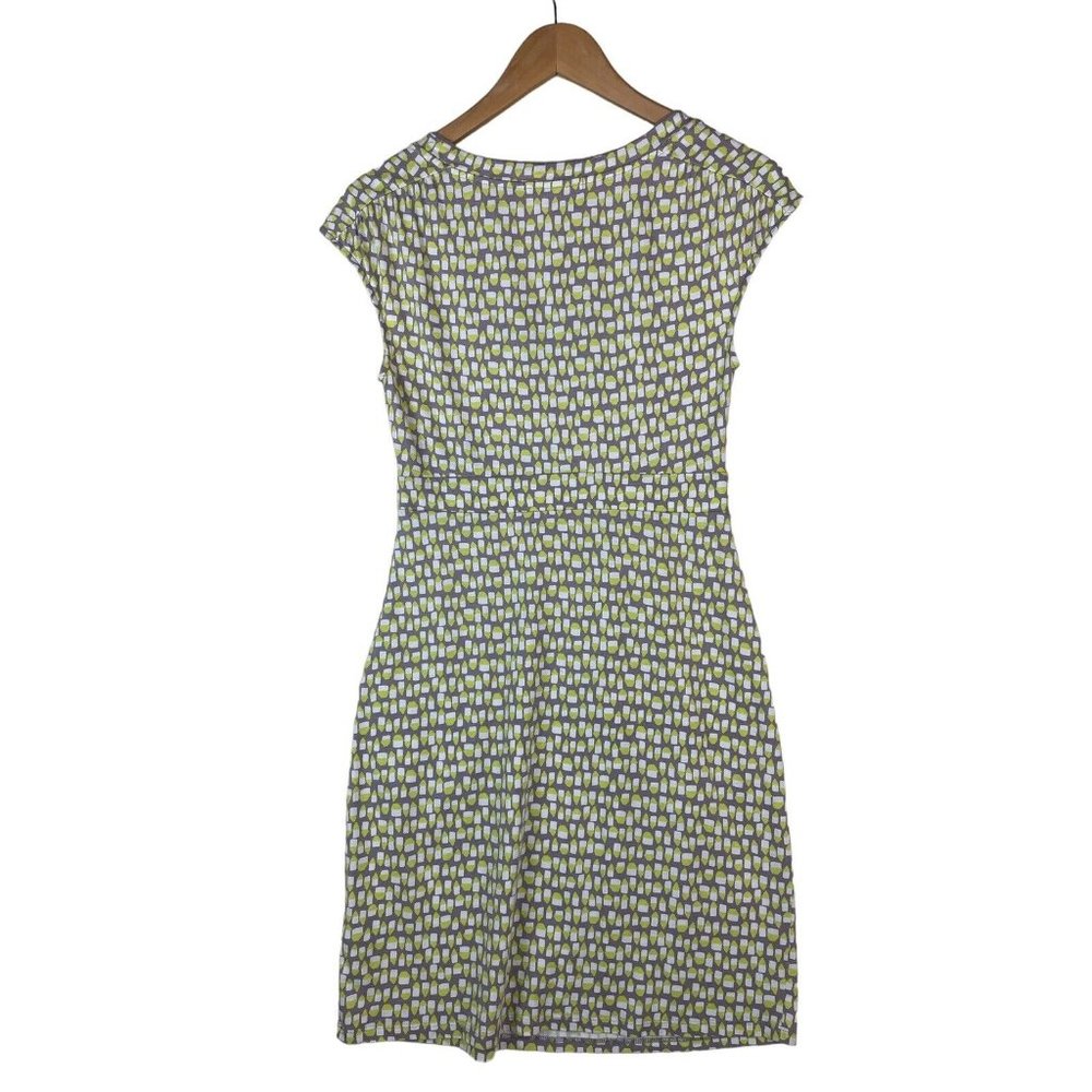 Boden Dress US Size 4P Gray & Lime Green Print Cap Sleeve Jersey Pockets EUC - Picture 3 of 14